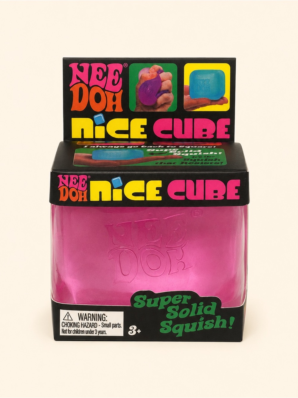 NeeDoh Nice Cube Super Solid Squish Pink Schylling Squishy Toy NWT